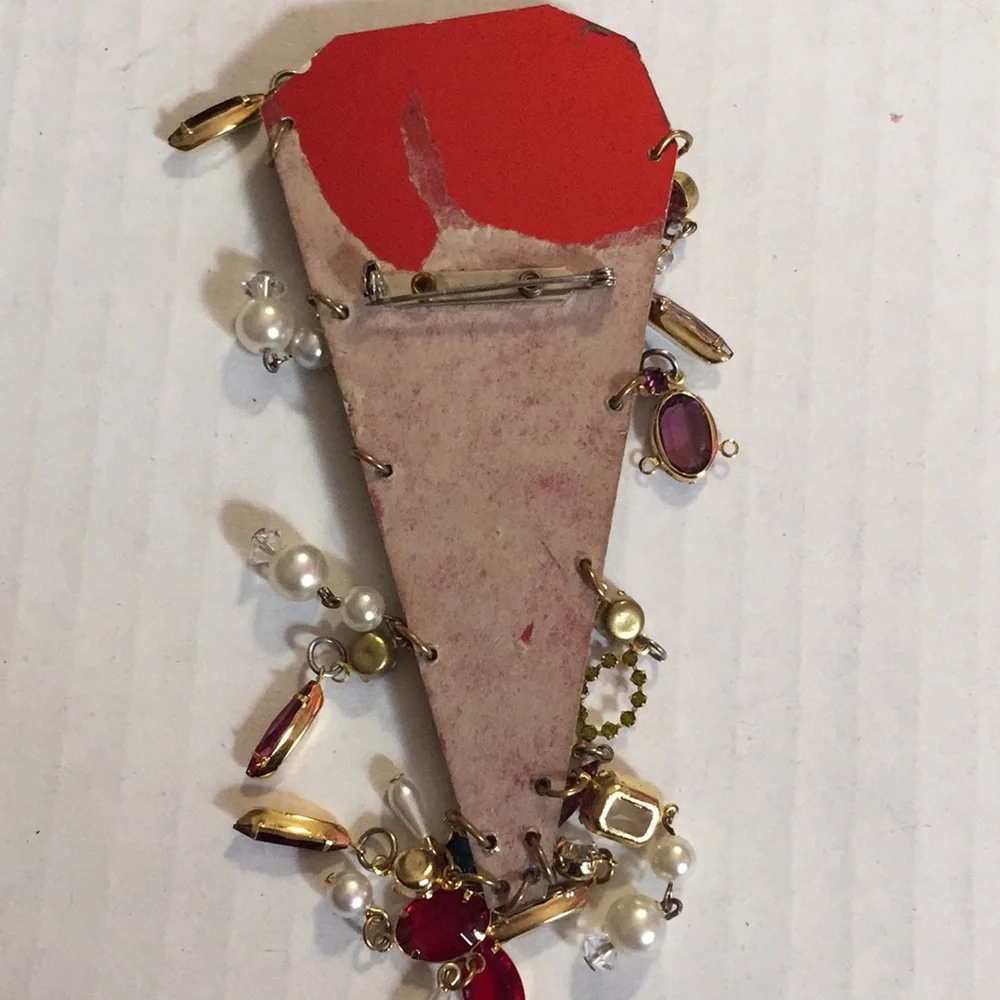 Vintage 80s Mod Long Enamel Gems Pearls Dangles​